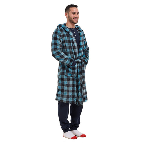 Snuggs Blanket Robe Blue Checkered